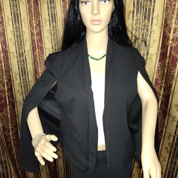 Sensational Collection Black Open Cape Blazer Size M-L - Picture 2 of 10